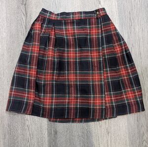 Vintage Red Tartan Plaid Pleated Skirt 90s Punk Goth Small
